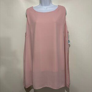 Karen Kane 0X 14W Rosewater Pink Sleeveless Crossover Tunic Top NEW